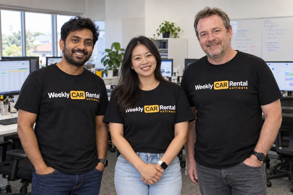 The Weekly Car Rental Software team in the office